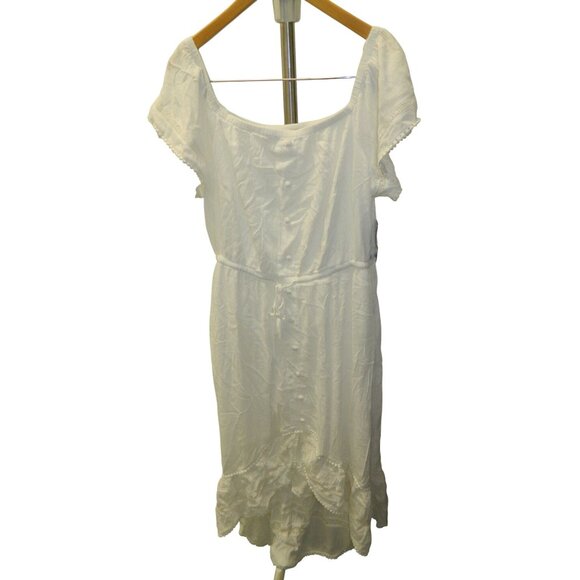 INC Womens White Gauze Dress XL With Lace Trimmed Hem & Button Details See Video - Picture 2 of 16